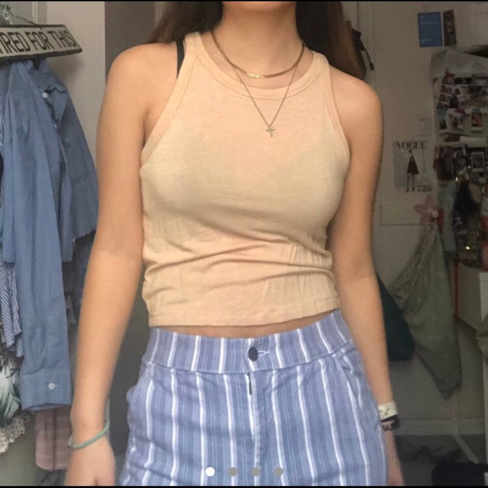 American eagle yellow striped halter tank top